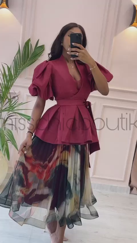 Victoria skirt set( wine)